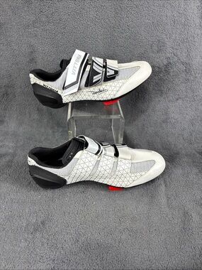 Vittoria White & Black Cycling Shoes with Red Accent